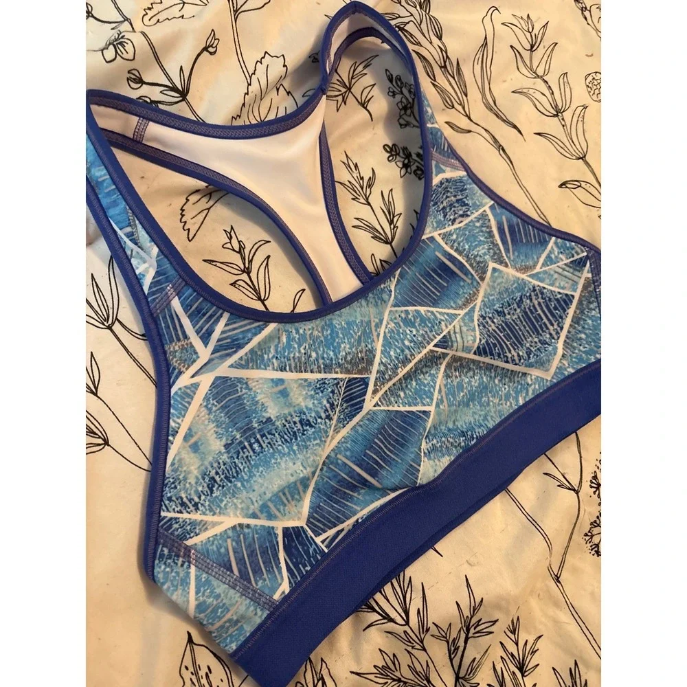 C9 by Champion Abstract Blue Print PowerCore Sports Bra, Size Large‎